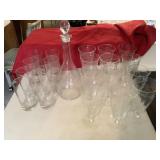 Etched Glasses & Decanter