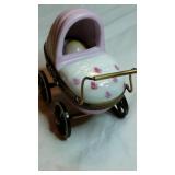 French Limoges Pink Baby Carriage Box
