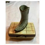 French Limoges Boot and Case Trinket Box