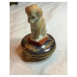 French Limoges Compact with Puppy Trinket Box