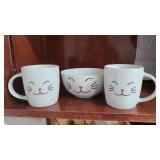 Kitty Mugs & Bowl