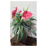 Mixed Greens & Anthurium Faux Arrangement