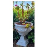 Tall White Pedestal Planter