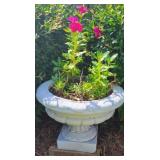 Short White Pedestal Planter