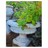 Short White Pedestal Planter