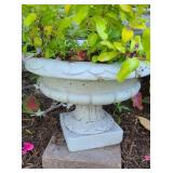 Short White Pedestal Planter