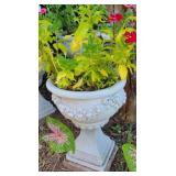 Tall White Pedestal Planter