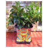 Large Talavera Ball Footed Square Planter