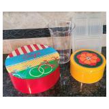 (2) Nesting Tins with Clear Plastic Pitcher