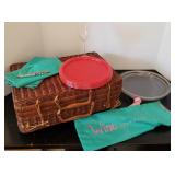Wicker Picnic Basket and Contents