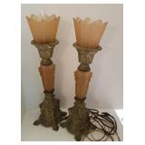 (2) Pink Glass Victorian Style Lamps