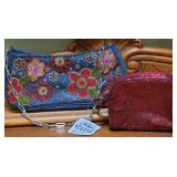 Beaded Purse and Red Glitter Bag