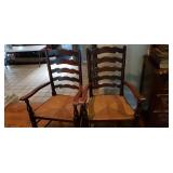 Pair Of Wood Chairs With Wicker Bottoms