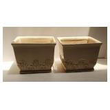 2 Square Glass Flower Pots