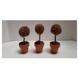 Lot Of 3 Mini Moss Sphere Trees