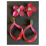 (2) Pair Of Fuchsia Earrings