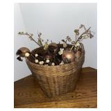 Large Wicker Basket with Faux Fruit Decor