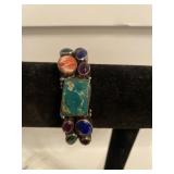 Sterling Silver Bangle with Colorful Stones