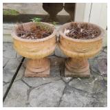 (2) Cement Pedestal Planters