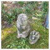 (2) Cement Rabbits