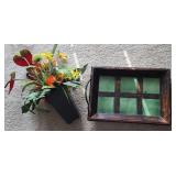 Tray and Faux Floral Arrangement