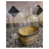 (3) Vases and Basket