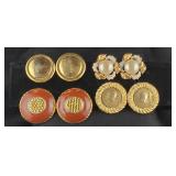 (4) Pair Gold Tone Clip-on Earrings