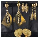 (4) Pair Golden Fashion Earrings