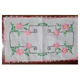 13x5" Pink Floral Embroidery