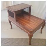 Mid-Century Heirloom Leather Inlaid 2-Tier Mid-Century Heirloom Leather Inlaid 2-Tier