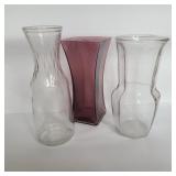 (3) Glass Vases (3) Glass Vases