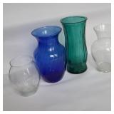 (4) Vases 1 Green 1 Blue (4) Vases 1 Green 1 Blue