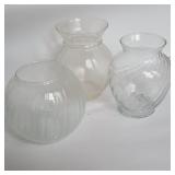 (3) Clear Glass Vases (3) Clear Glass Vases
