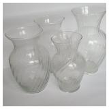 (4) Clear Glass Vases (4) Clear Glass Vases