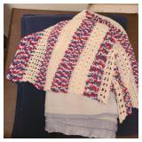 (2) Blue Blankets & Hand Knit Throw (2) Blue Blankets & Hand Knit Throw
