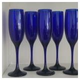 (5) Cobalt Blue Champagne Glasses (5) Cobalt Blue Champagne Glasses