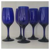 (5) Cobalt Blue Wine Glasses (5) Cobalt Blue Wine Glasses