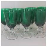 (5) Short Green Glass Goblets (5) Short Green Glass Goblets
