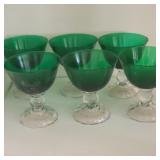 (6) Green Wide Mouth Goblets (6) Green Wide Mouth Goblets
