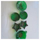(6) Assorted Green Glass (6) Assorted Green Glass