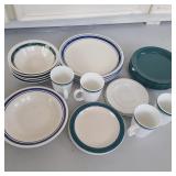 Blue & Green Rimmed Dishes Blue & Green Rimmed Dishes