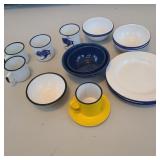 Blue & Yellow Metal Dishes Blue & Yellow Metal Dishes