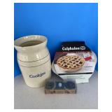 Cookie Jar, Cookie Press and Pie Dish Cookie Jar, Cookie Press and Pie Dish