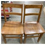(2) Vintage Student Wooden Chairs 30in