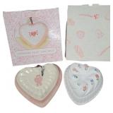 (2) Heart Shaped Stoneware Cake Molds