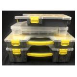 (4) Plastic Containers w/ Computer Components