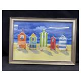 18x12 in. Brighton Huts Framed Print
