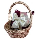 Gold Basket w/ Decorative Pillow