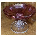 Vintage Rose Mid Century Pedestal Bowl