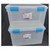 (2) Sterilite 54Qt Latch Lid Plastic Containers